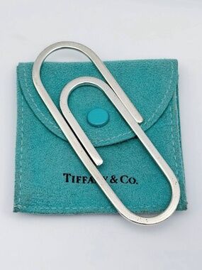 Vintage Tiffany & Co. 925 Sterling Silver Paperclip Money Clip Holder 3.5”